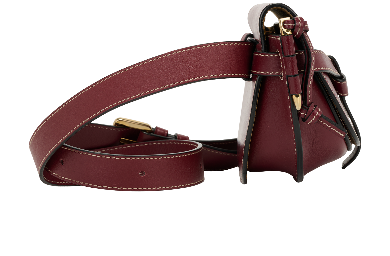 Mini Gate Belt Bag, &pound;495, Handbags, Burgundy, Leather, Side view